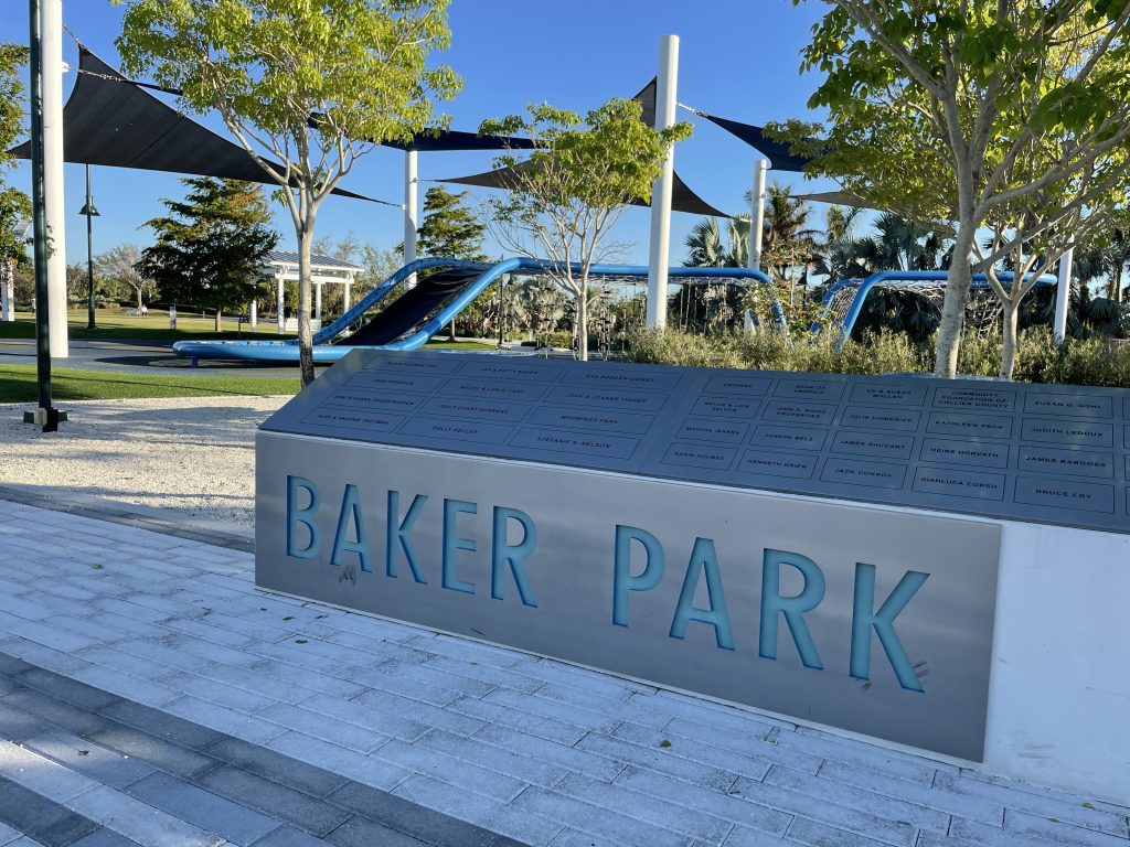 The entrance to Baker Park in Naples, FL.